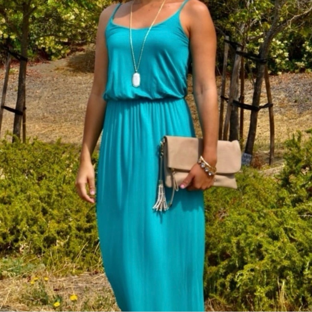 Lush Blue Spaghetti Strap Maxi Dress